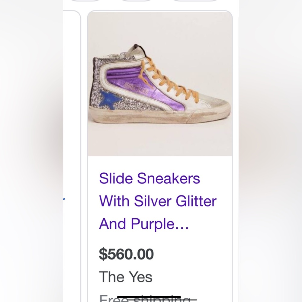 Golden Goose Slide Sneakers With Silver Glitter and Blue Star 36